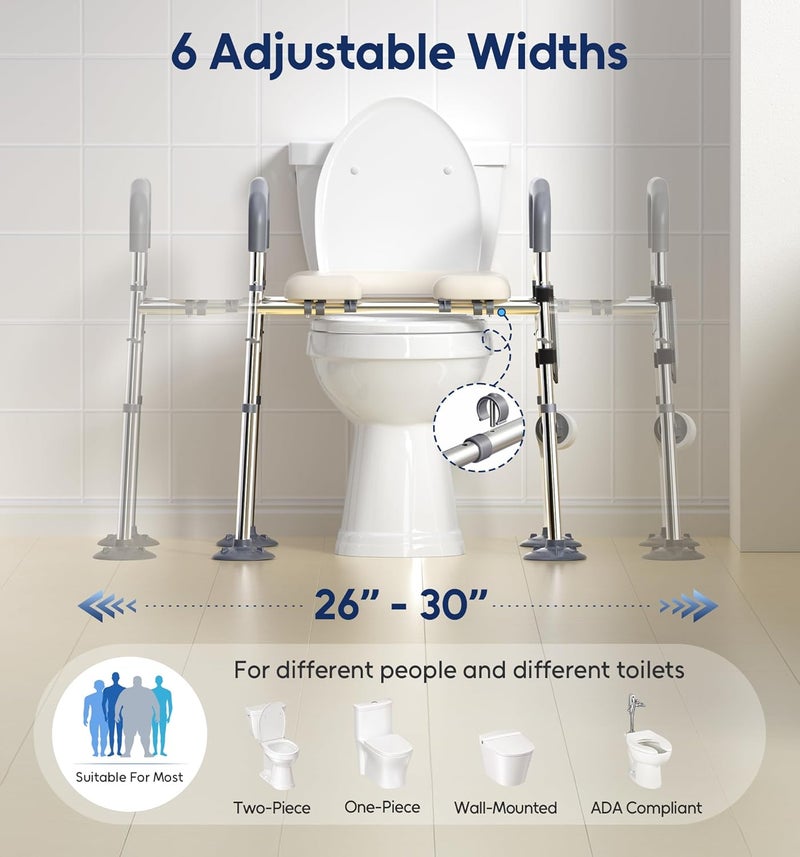 Bluelog Raised Toilet Seat with Handles, Width & Height Adjustable Toilet Seat Risers for Seniors, Heavy Duty 400lbs Elevated Toilet Seat for Elderly, Pregnant, Handicap, Fit Any Toilet - Image 3